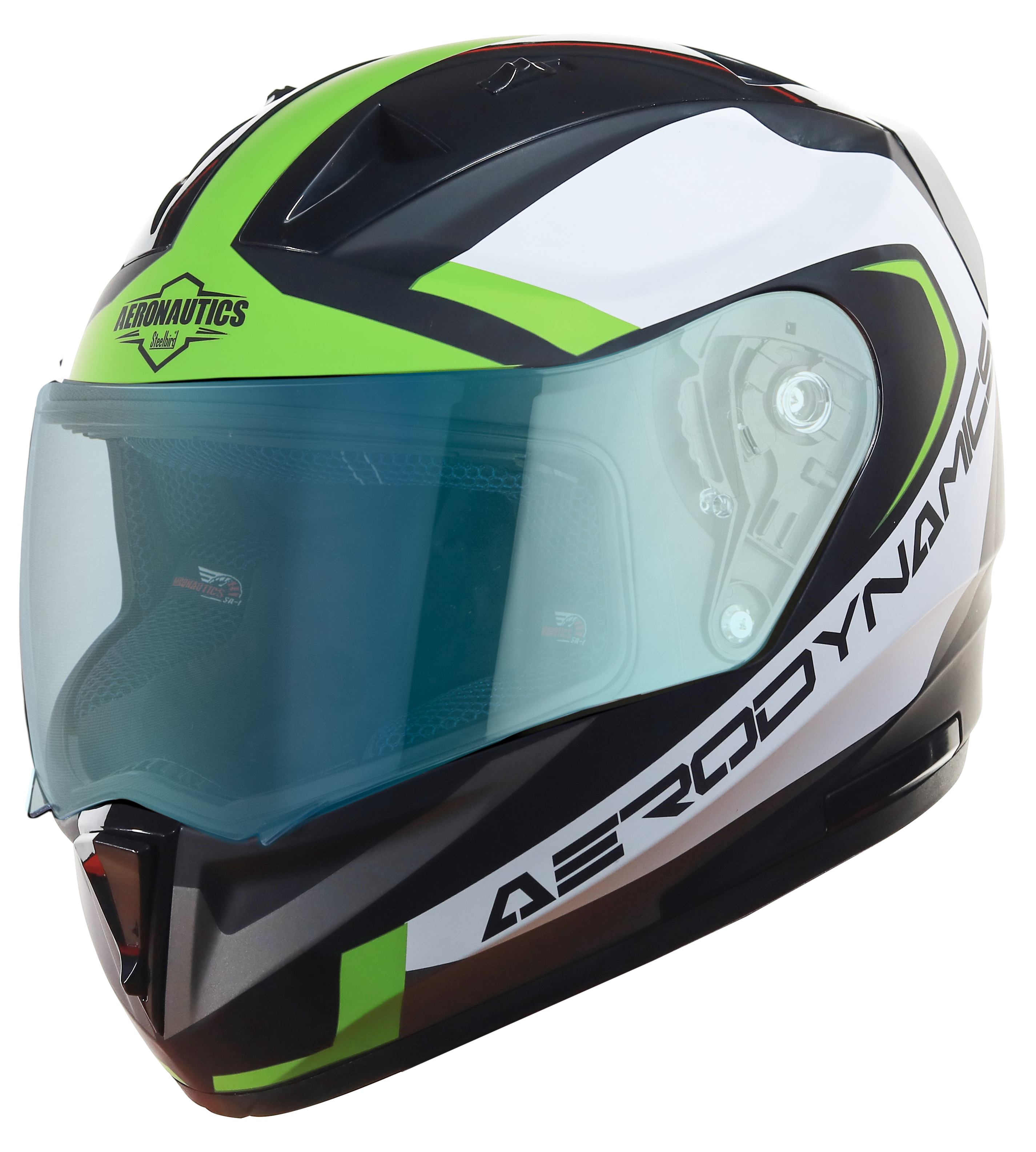 SA-1 Aerodynamics Mat Black With Y.Green (Fitted With Clear Visor Extra Blue Night Vision Visor Free)